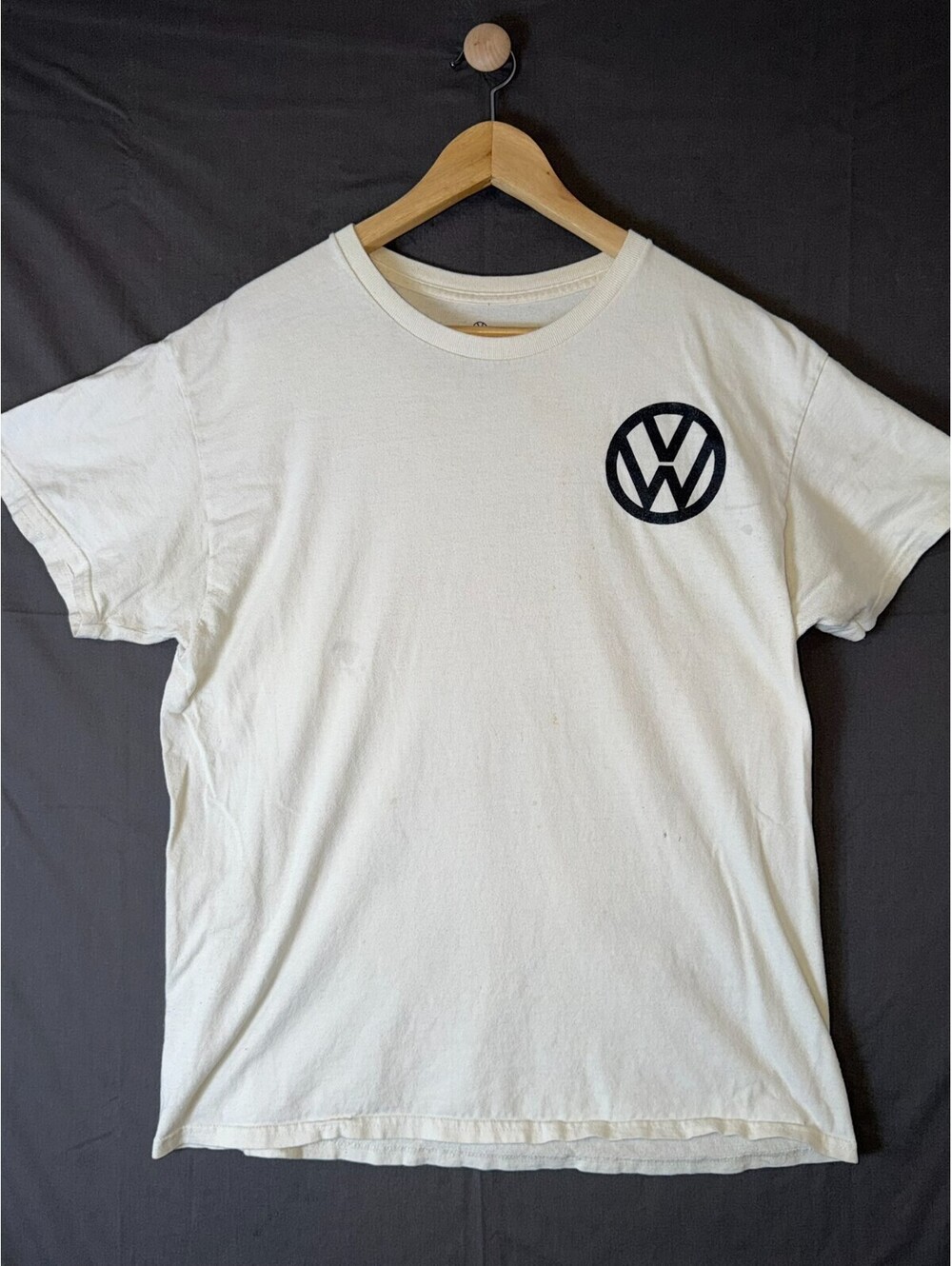Volkswagen Men’s L Licensed T‑Shirt White VW Logo Front 1960 Bus Graphic Back